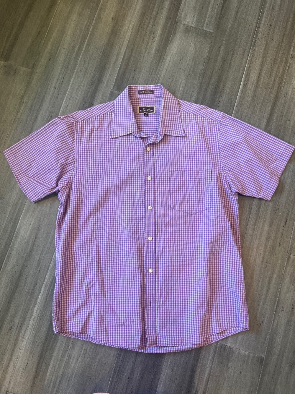 James Tattersall Gingham Check Short Sleeve Button Down Shirt XL